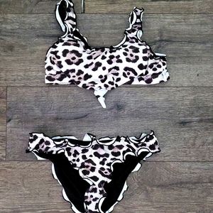 Girls Beach Lingo leopard print bikini.